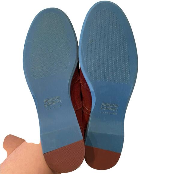 Johnston & Murphy maroon and teal lace-up suede oxfords size 6 - Picture 7 of 8